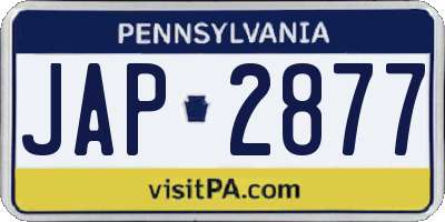 PA license plate JAP2877