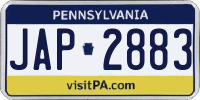 PA license plate JAP2883