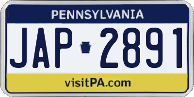 PA license plate JAP2891
