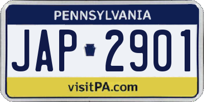 PA license plate JAP2901