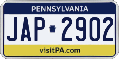 PA license plate JAP2902