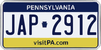 PA license plate JAP2912