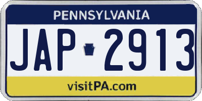 PA license plate JAP2913