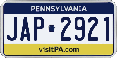 PA license plate JAP2921