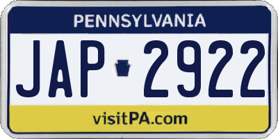 PA license plate JAP2922
