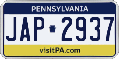 PA license plate JAP2937