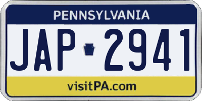 PA license plate JAP2941