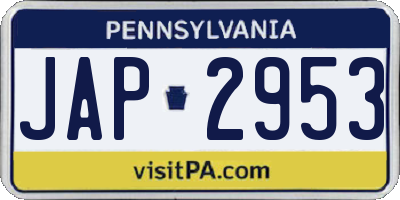 PA license plate JAP2953