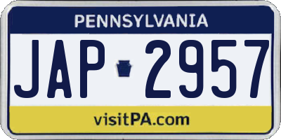 PA license plate JAP2957