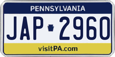 PA license plate JAP2960