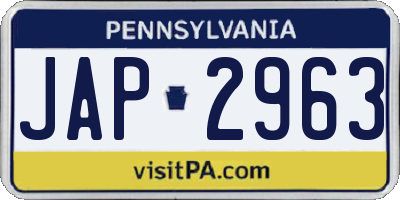 PA license plate JAP2963