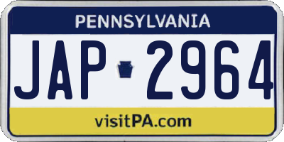 PA license plate JAP2964