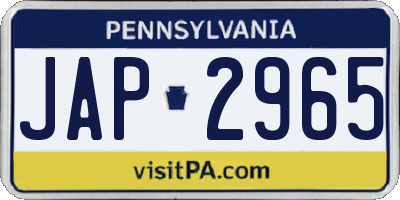 PA license plate JAP2965