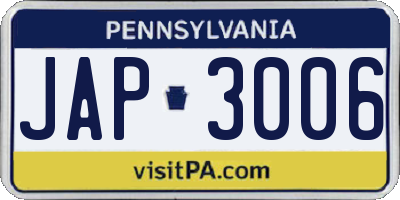 PA license plate JAP3006