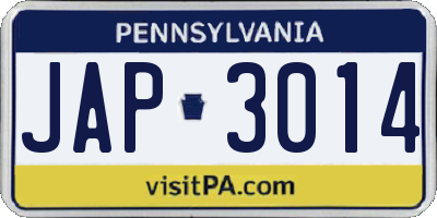 PA license plate JAP3014