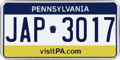 PA license plate JAP3017