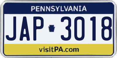 PA license plate JAP3018