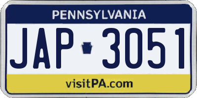 PA license plate JAP3051