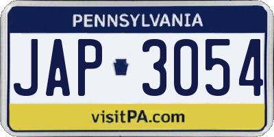 PA license plate JAP3054