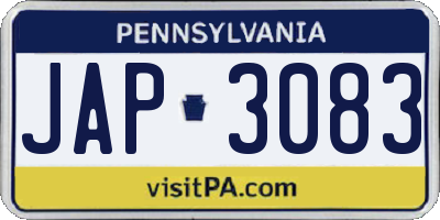 PA license plate JAP3083