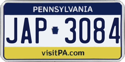 PA license plate JAP3084