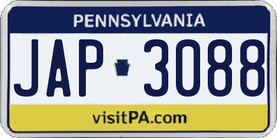 PA license plate JAP3088
