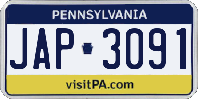 PA license plate JAP3091