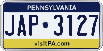 PA license plate JAP3127