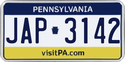 PA license plate JAP3142
