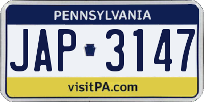 PA license plate JAP3147