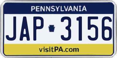 PA license plate JAP3156