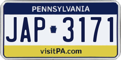 PA license plate JAP3171
