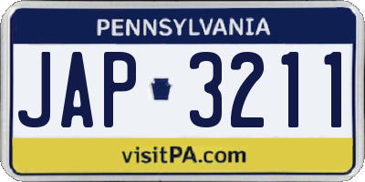 PA license plate JAP3211