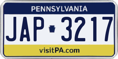 PA license plate JAP3217