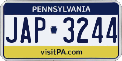 PA license plate JAP3244