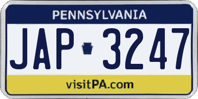PA license plate JAP3247