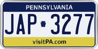 PA license plate JAP3277