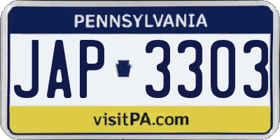PA license plate JAP3303
