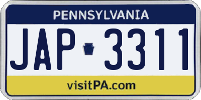 PA license plate JAP3311