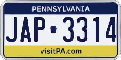 PA license plate JAP3314
