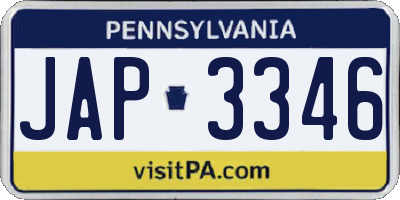 PA license plate JAP3346