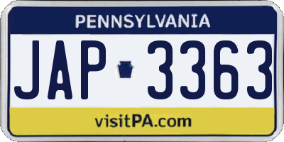 PA license plate JAP3363