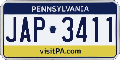 PA license plate JAP3411