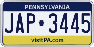 PA license plate JAP3445