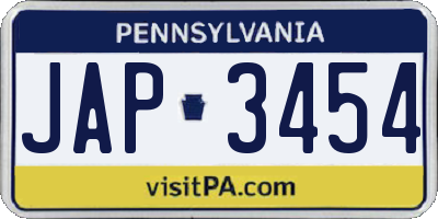 PA license plate JAP3454