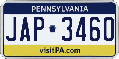 PA license plate JAP3460