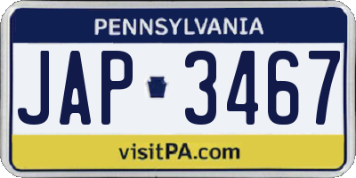 PA license plate JAP3467