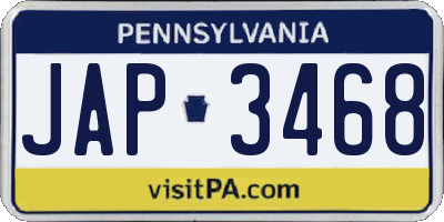 PA license plate JAP3468