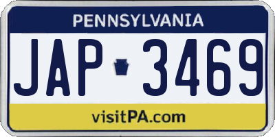 PA license plate JAP3469