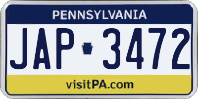 PA license plate JAP3472
